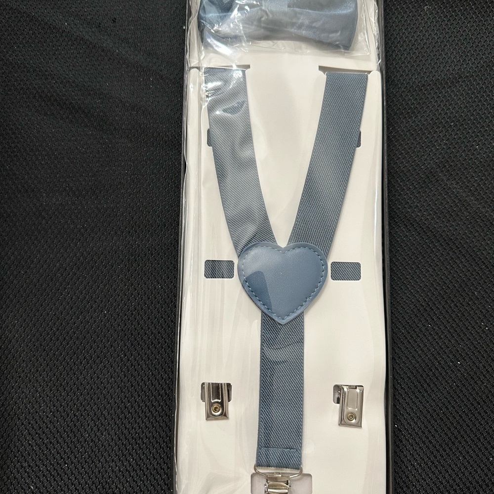 Blue and White Suspenders Set